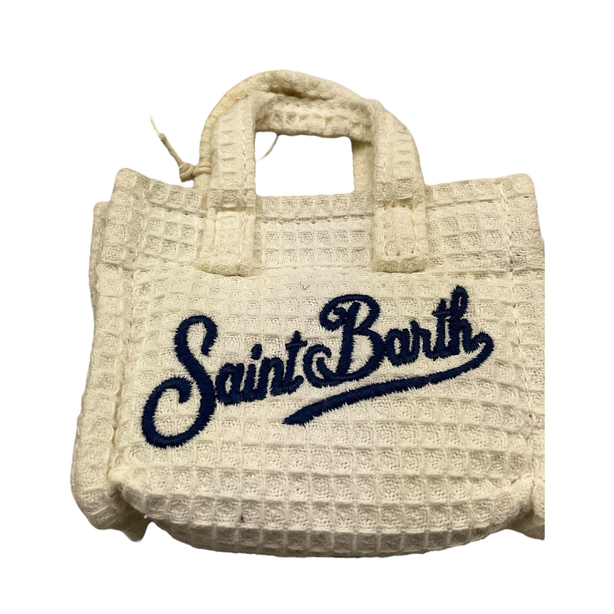 Saint Barth Ciondolo Mini Borsa Fantasia A Righe con Logo per Bambina KEYB002 PANNA SAINT BARTH 