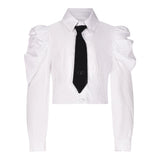 FUN & FUN camicia manica lunga tinta unita con cravatta Bianco per Bambina FJSH00449 BIANCO FUN & FUN 
