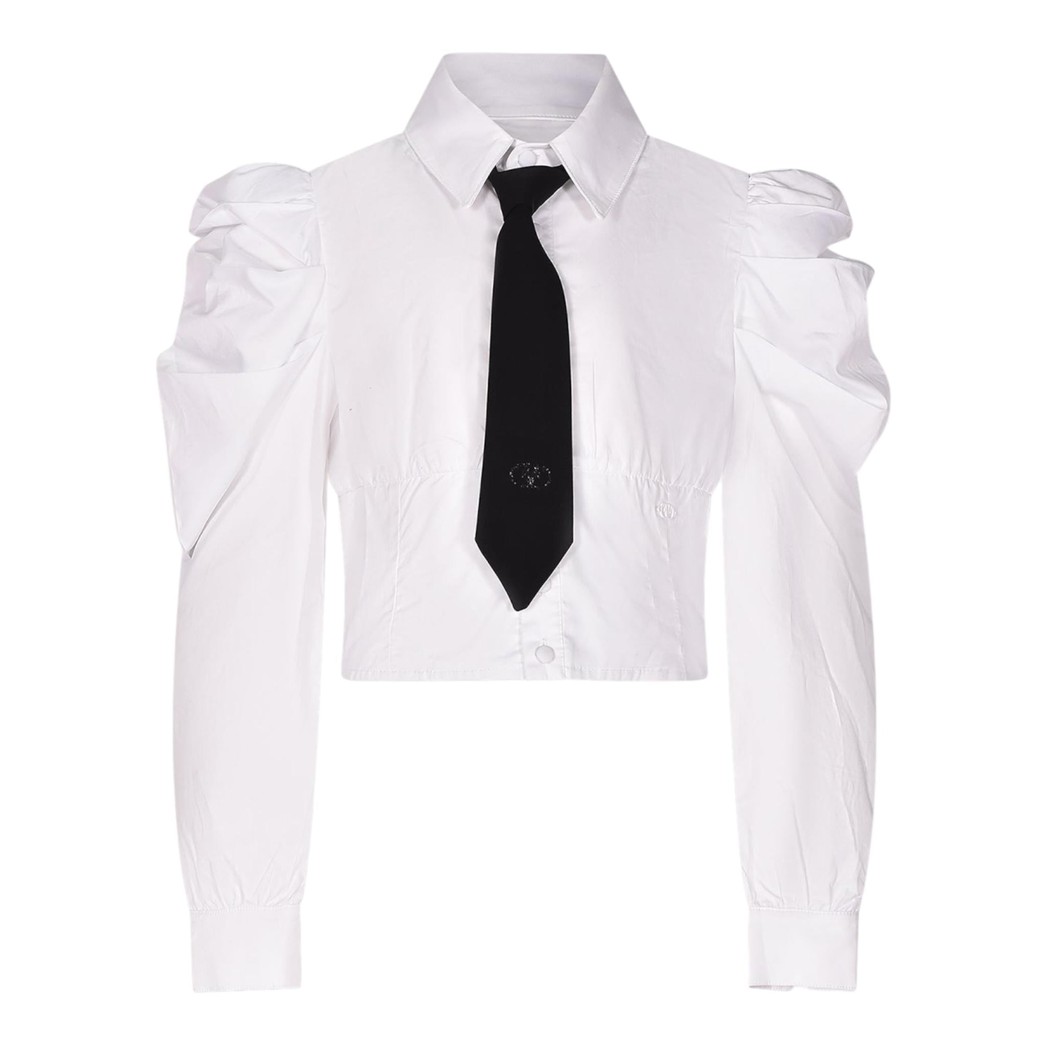 FUN & FUN camicia manica lunga tinta unita con cravatta Bianco per Bambina FJSH00449 BIANCO FUN & FUN 
