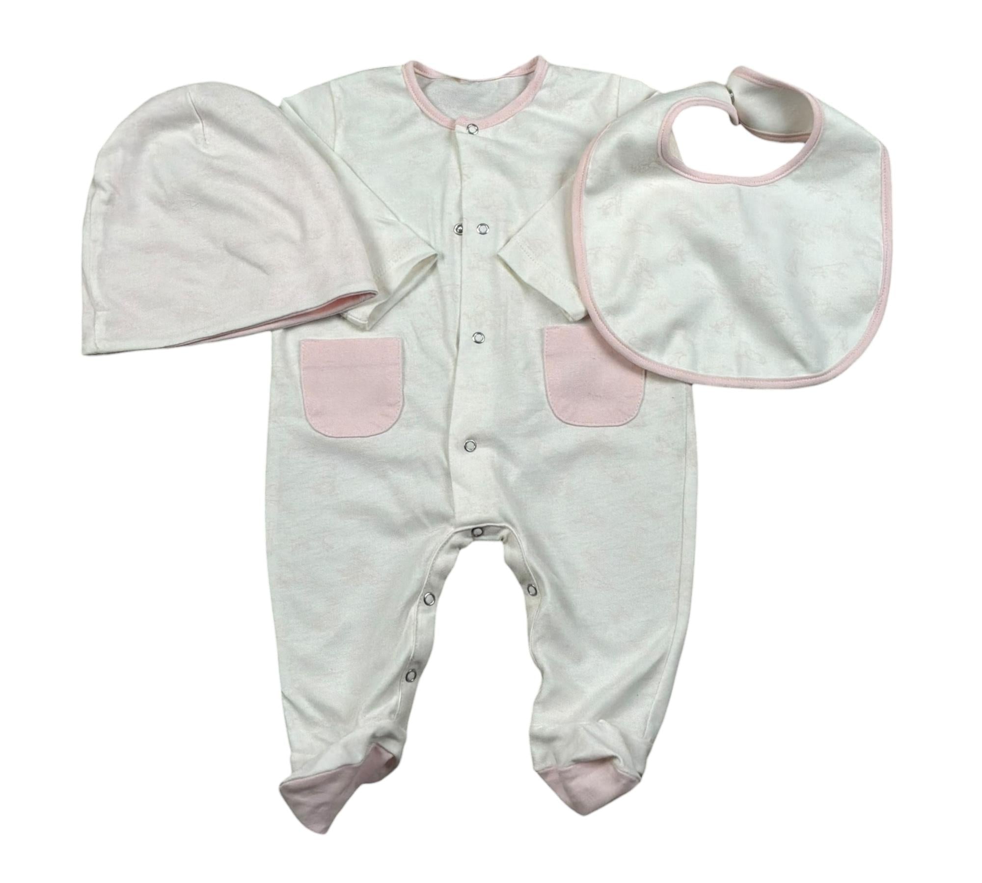 Trussardi Set 3 Pezzi Tutina-Cappello-Bvetta per Neonata TLP26003TUA BIANCO TRUSSARDI 