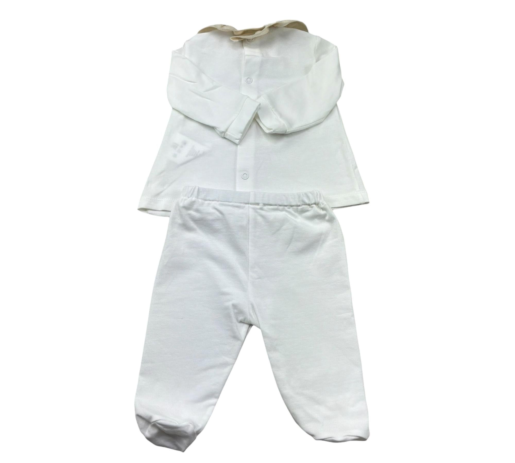 Le Bebe Completo 2 Pezzi Shirt-Ghettina Tinta Unita per Neonata LBG6335 BIANCO LE BEBE 