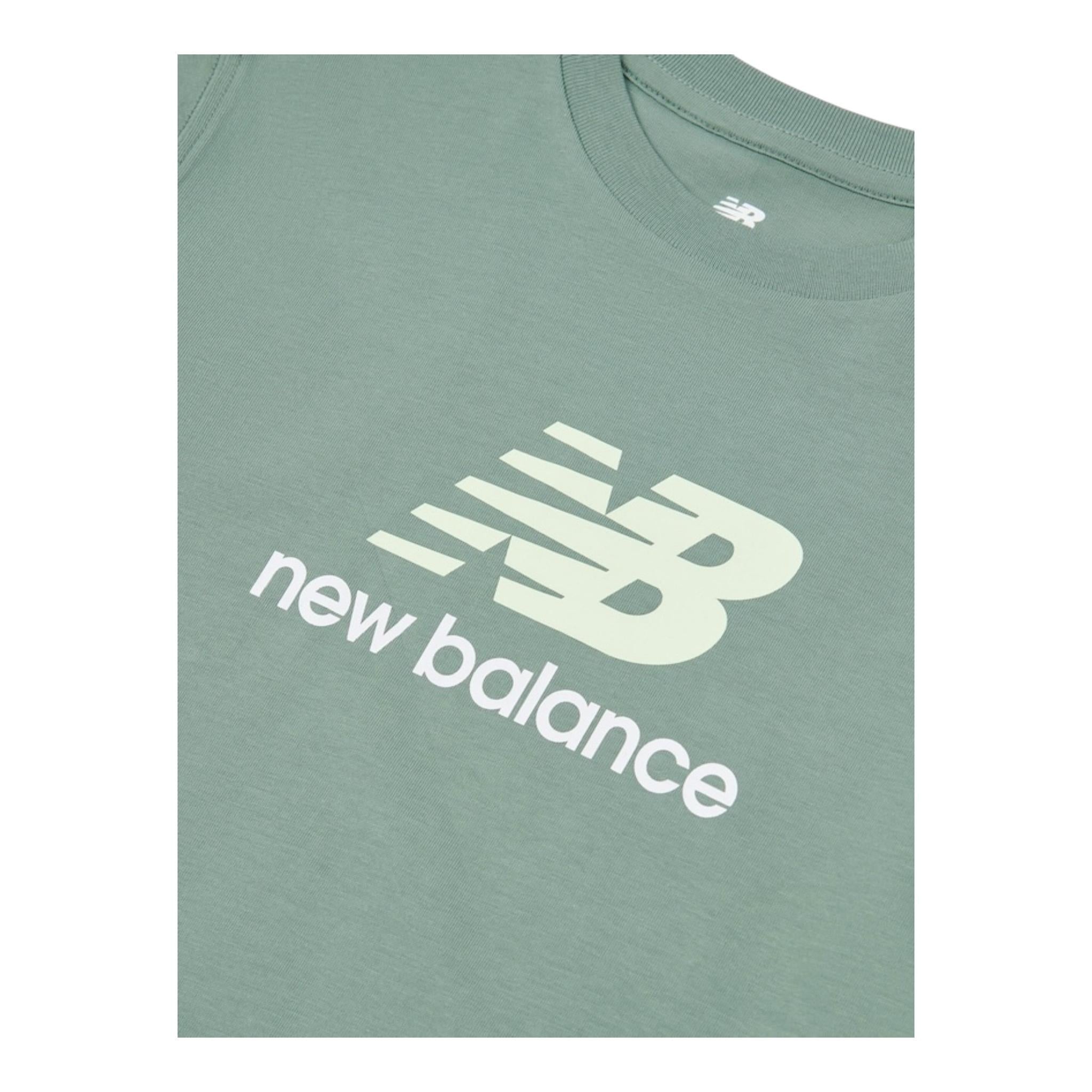 New Balance T-Shirt Girocollo Tinta Unita con Stampa Logo per Bambino LAKB0009 VERDE NEW BALANCE 