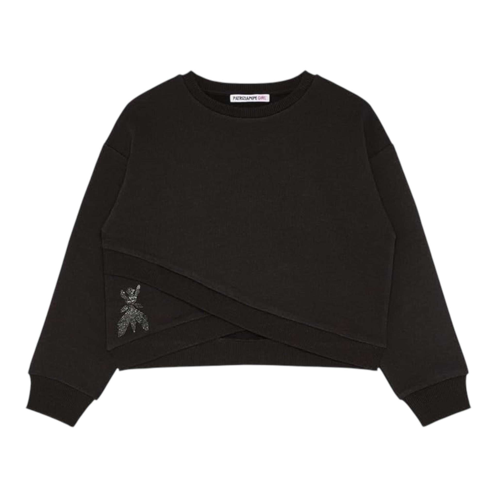 PATRIZIA PEPE felpa chiusa girocollo tinta unita con brillantini Nero per Bambina 7M0833X NERO PATRIZIA PEPE 