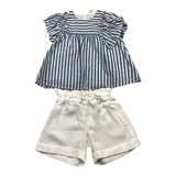 Barcellino Completo 2 Pezzi Camicia-Short Bianco/Blu Per Neonata