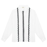 Vicolo Camicia Manica Lunga Tinta Unita Con Ricami In Contrasto Bianco Per Neonata
