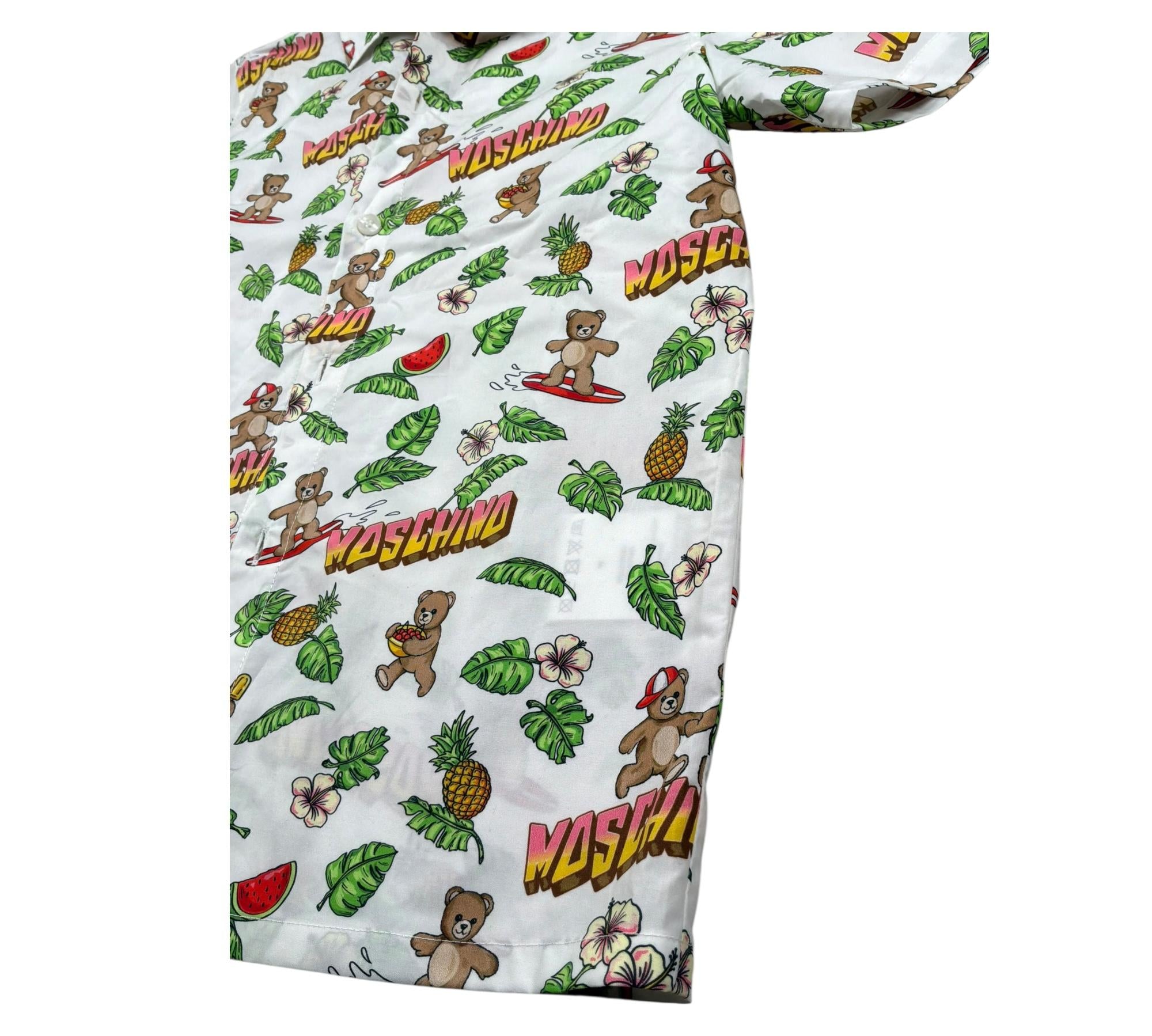 Moschino Camicia Mezza Manica Tinta Unita con Stampe per Bambino MUX01X BIANCO MOSCHINO 