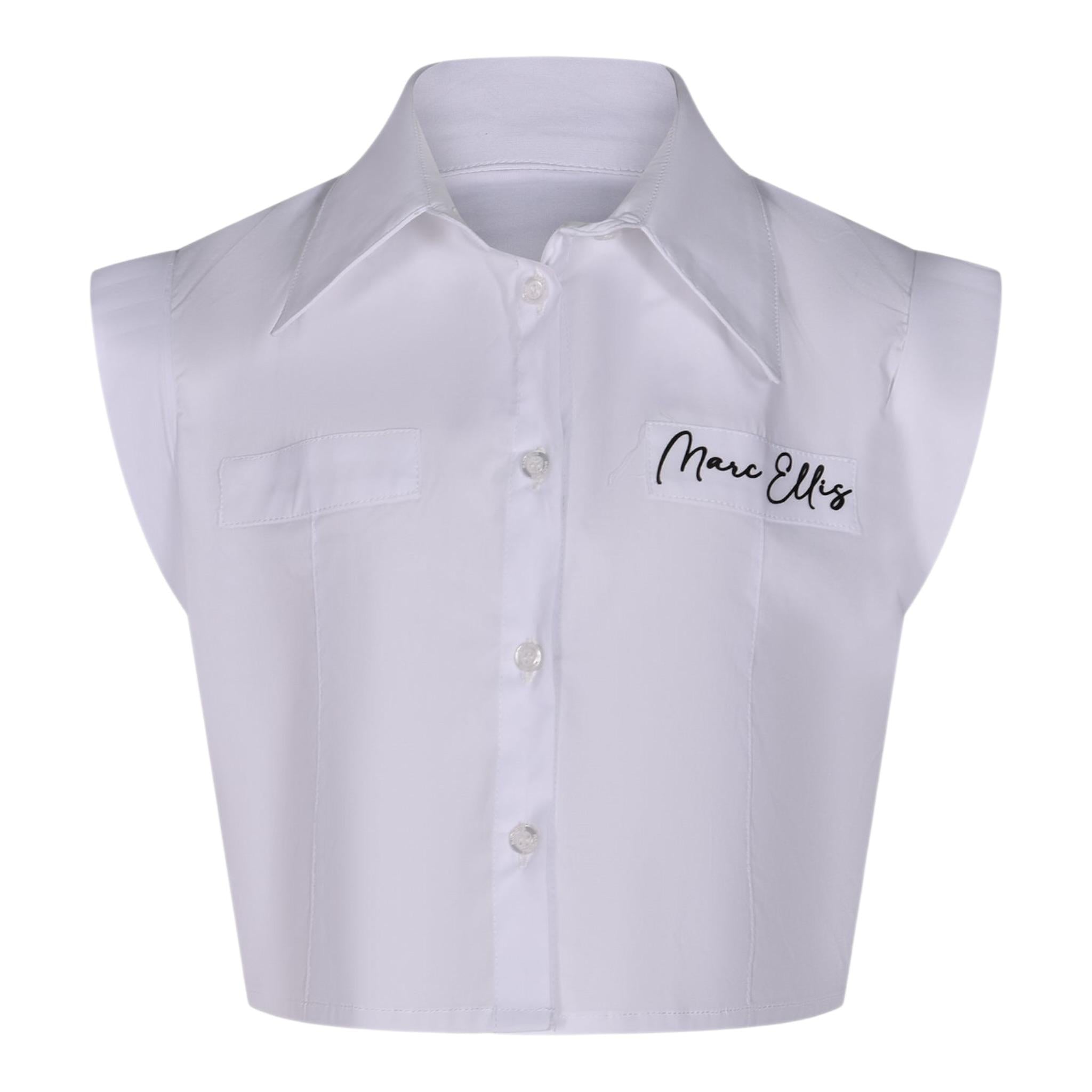 Marc Ellis Camicia Mezza Manica Tinta Unita con Logo per Bambina JMJSH01176XXX BIANCO MARC ELLIS 