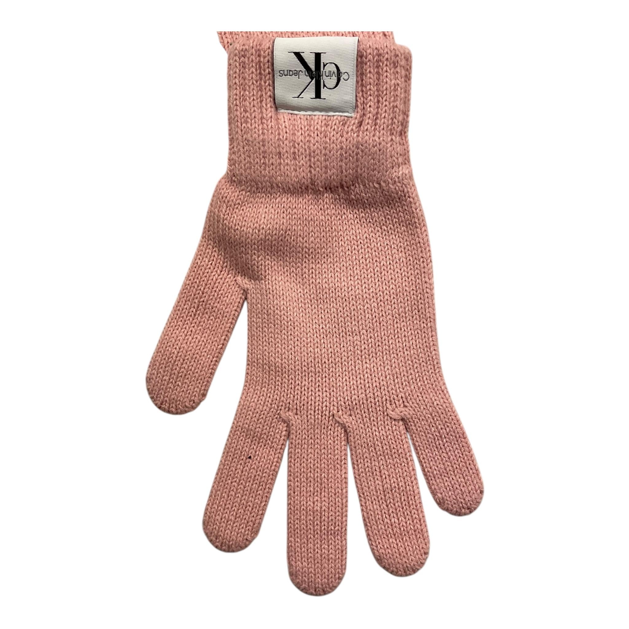 CALVIN KLEIN guanti tinta unita con logo Rosa per Bambina U00525 ROSA CALVIN KLEIN 