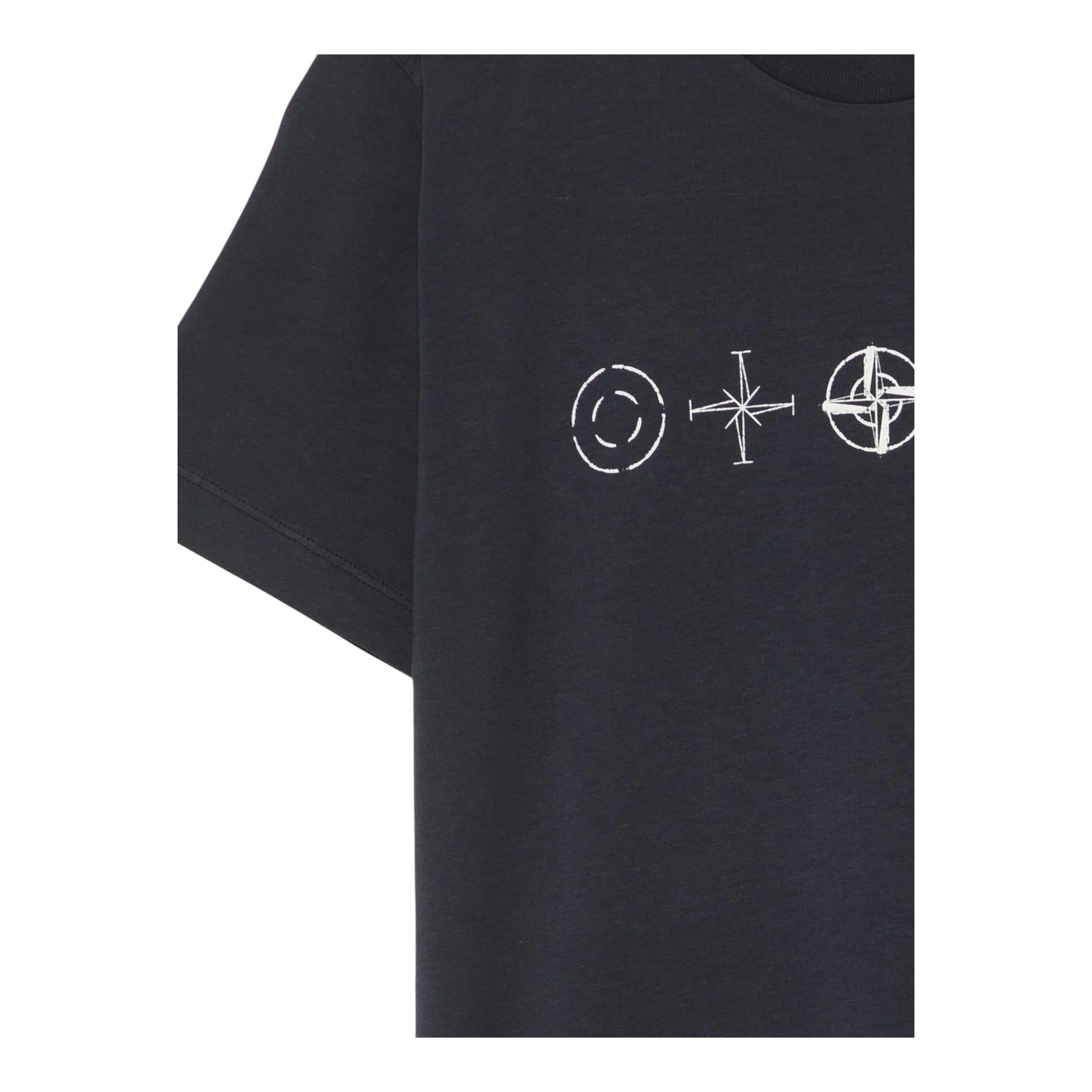 Stone Island T-Shirt Girocollo Tinta Unita con Logo per Bambino K1S162100010 BLU STONE ISLAND 