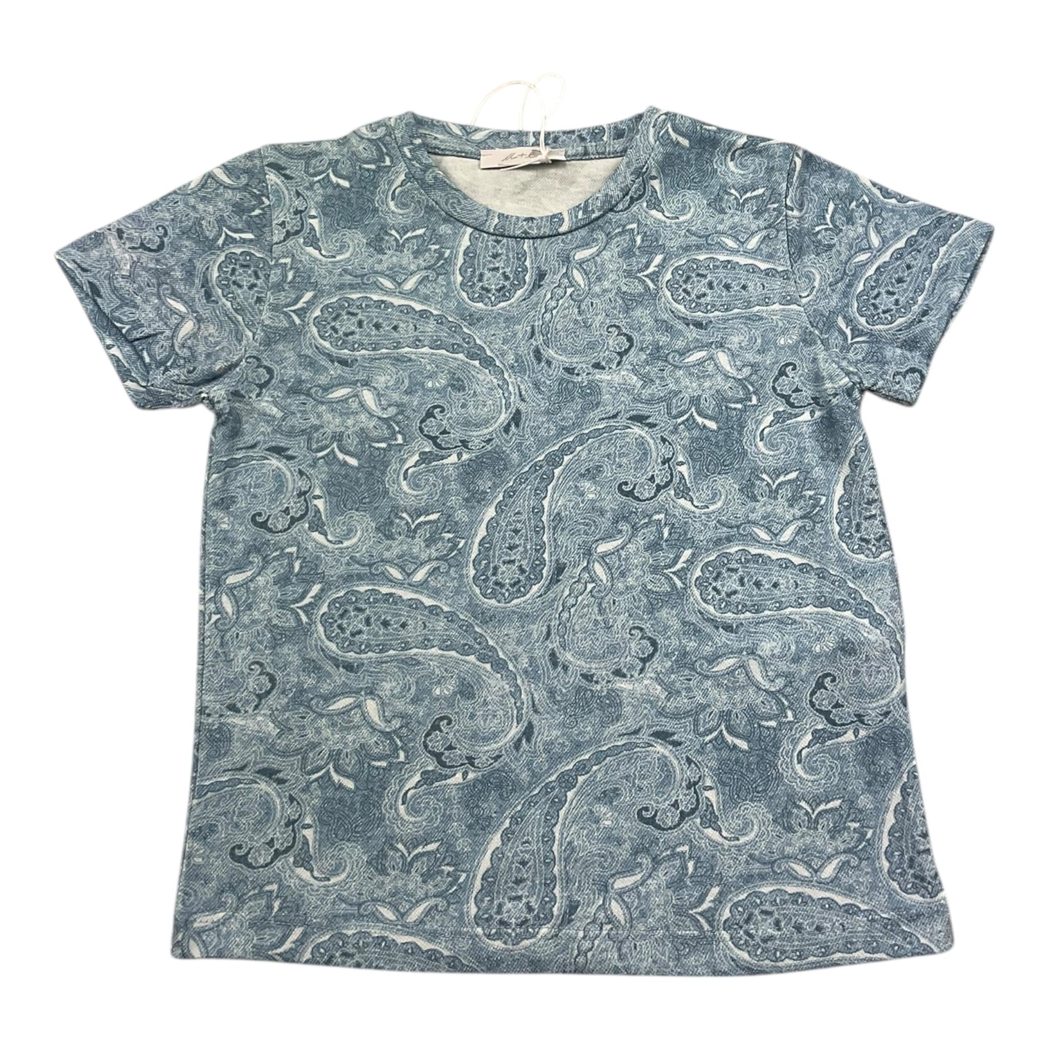 M+E' T-Shirt Girocollo Tinta Unita con Stampe per Bambino UEM0561 AZZURRO M+E' 