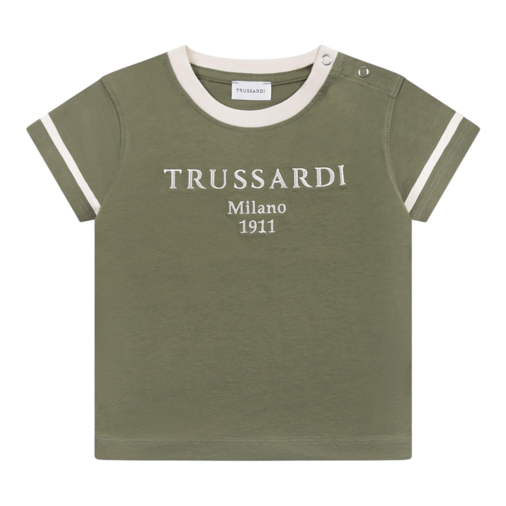 Trussardi Polo Mezza Manica Tinta Unita con Stampa per Neonato TIP25033TS VERDE TRUSSARDI 