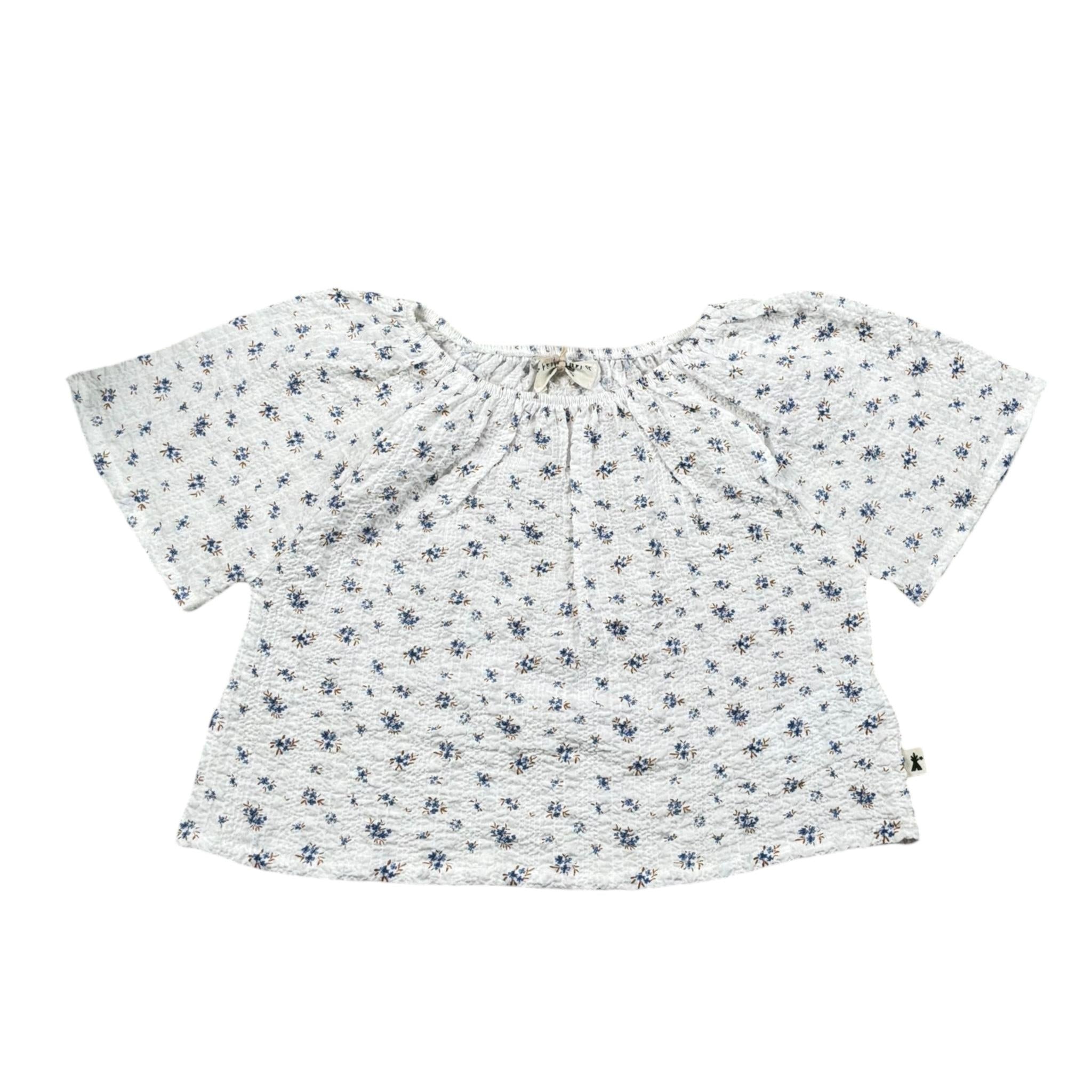 Petit Indi Camicia Tinta Unita con Stampa Fiori per Neonata SS25BK4035 BIANCO PETIT INDI 