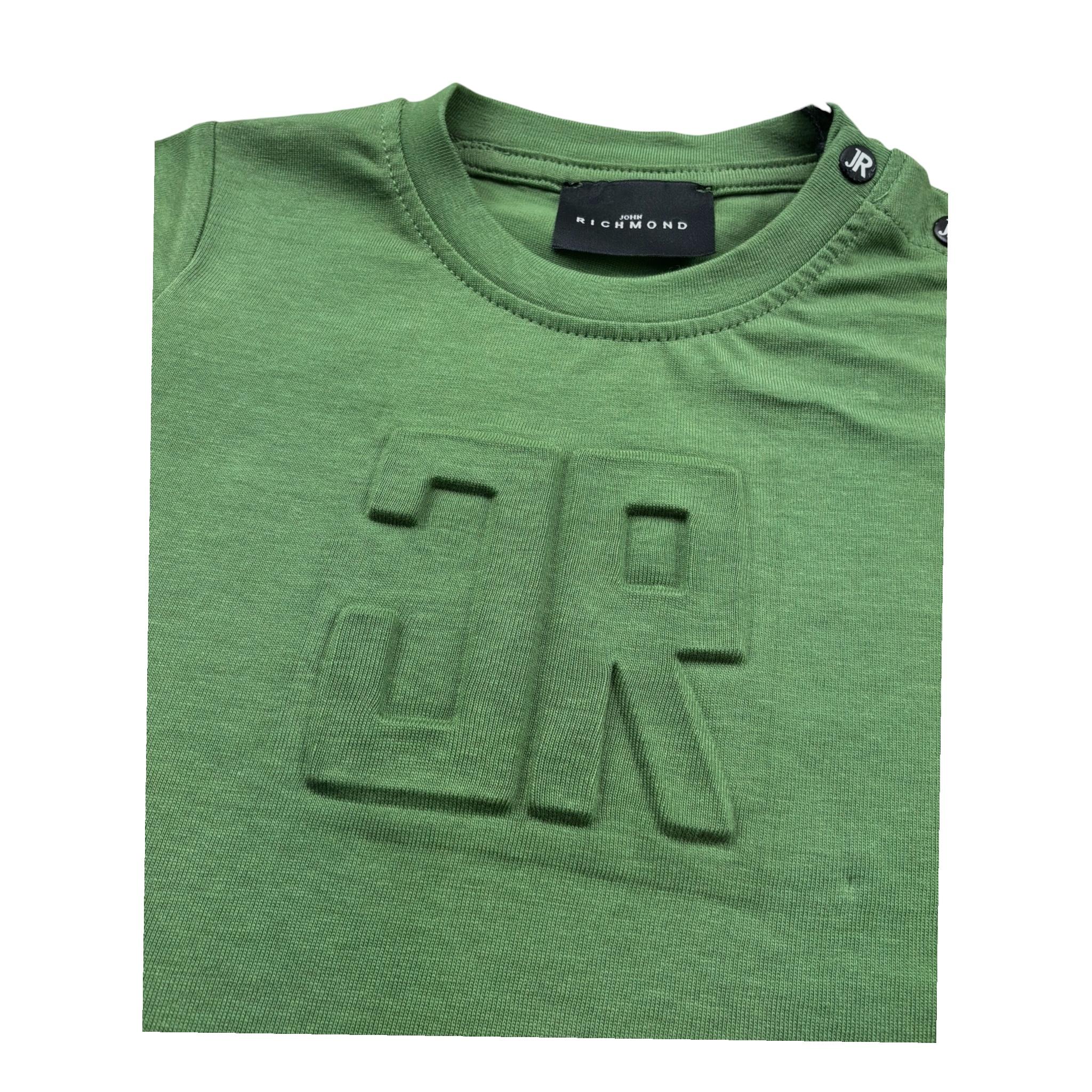 John Richmond T-Shirt Girocollo Tinta Unita con Logo per Neonato RIP26008TS VERDE JOHN RICHMOND 