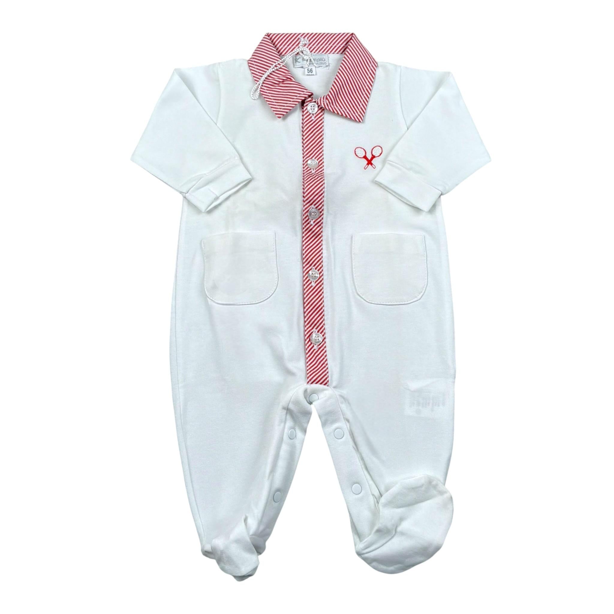 Perdipiu' Tutina Tinta Unita con Profili In Contrasto per Neonato RURUI BIANCO PERDIPIU' 