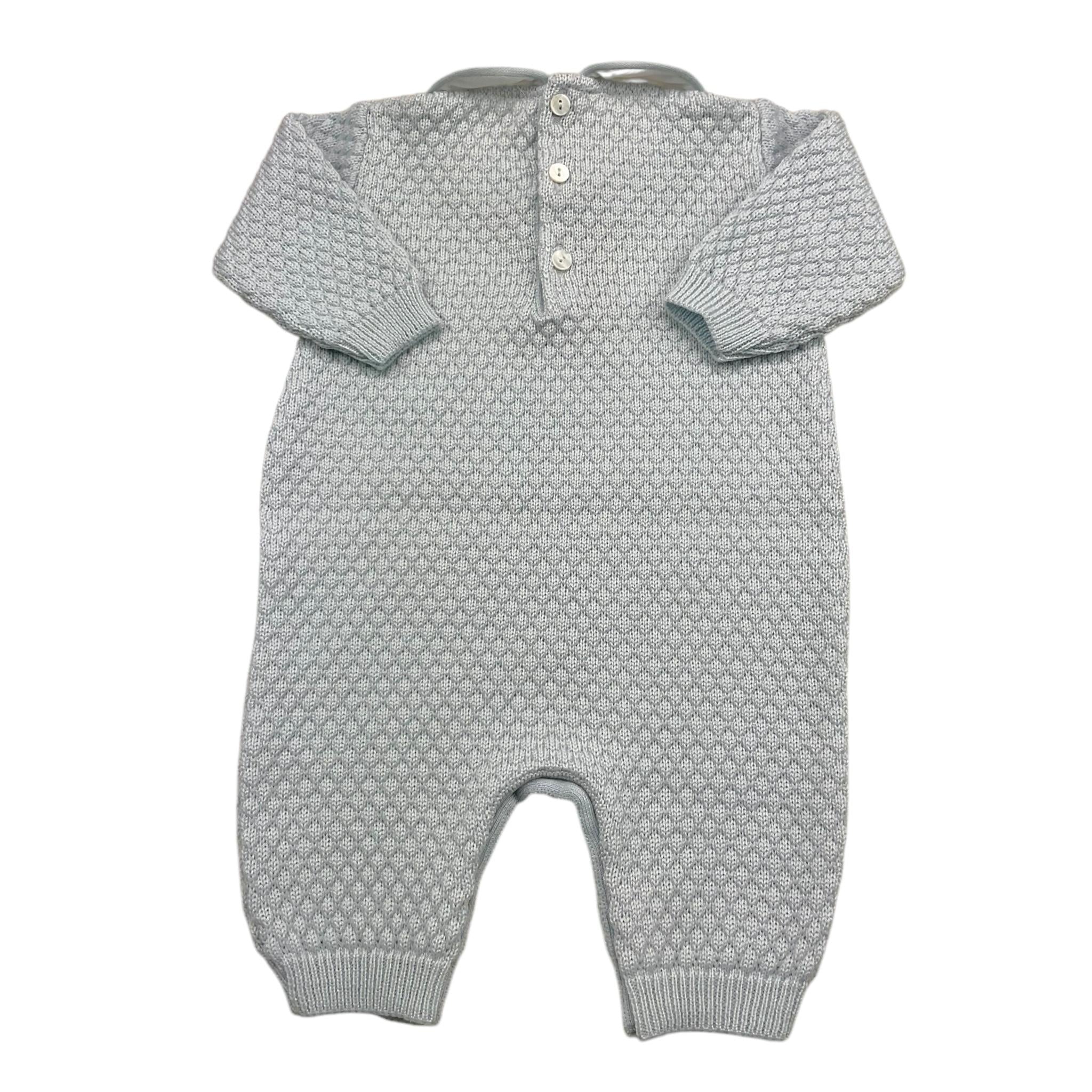 LITTLE BEAR tutina manica lunga tinta unita con colletto in contrasto Celeste per Neonato 9101XM CELESTE LITTLE BEAR 