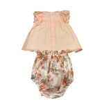 Barcellino Completo 2 Pezzi Abito-Culotte Bicolore  per Neonata 121505 PESCA BARCELLINO 