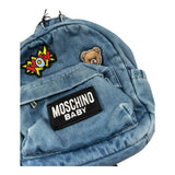 Moschino Zaino In Denim Tinta Unita con Stampa per Bambina MUX05R BLU MOSCHINO 