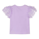 Angel'S Face T-Shirt Girocollo Tinta Unita Con Maniche In Tulle Lilla Per Bambina