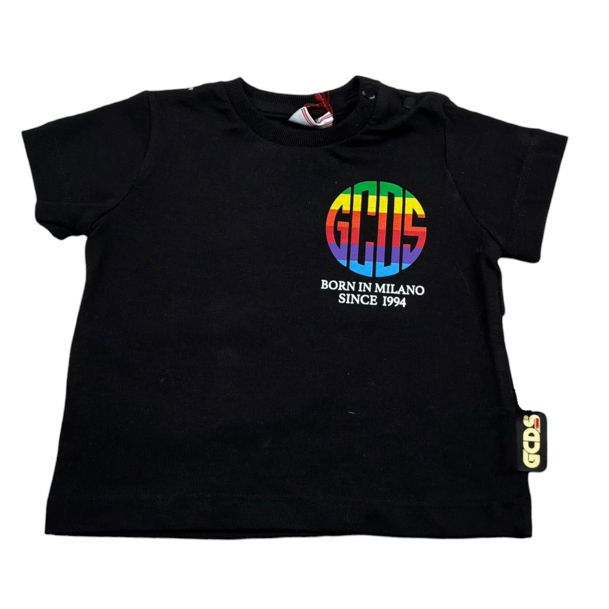 Gcds T-Shirt Girocollo Tinta Unita con Stampa per Neonato 027959 NERO GCDS 