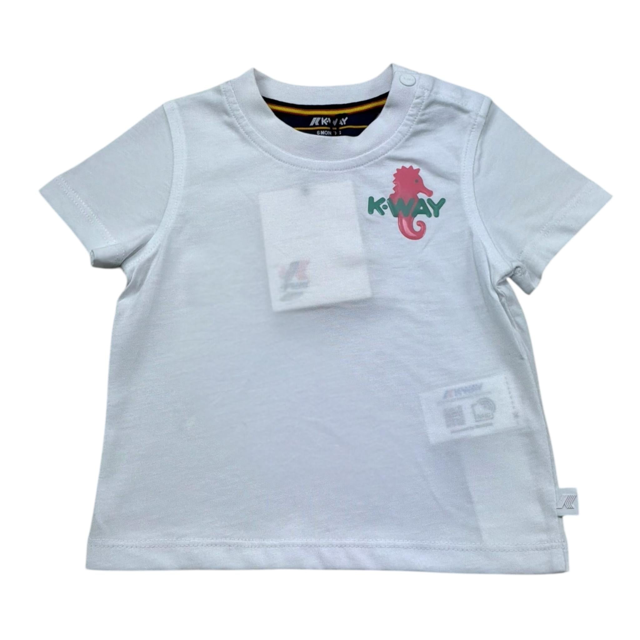 K-Way T-Shirt Girocollo Tinta Unita con Stampa per Neonato K5138DW BIANCO K-WAY 