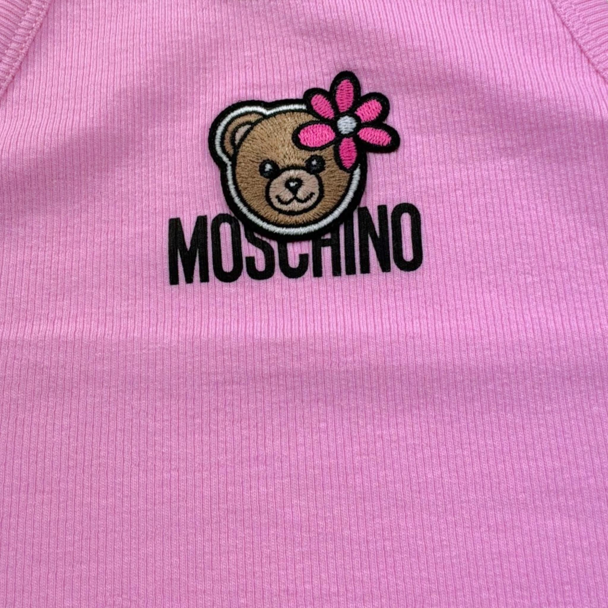 Moschino Canotta Tinta Unita con Stampa per Bambina HDM06Z ROSA MOSCHINO 