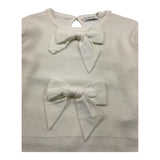 M+E' maglia girocollo tinta unita con fiocchi Panna per Bambina UE1471 PANNA M+E' 