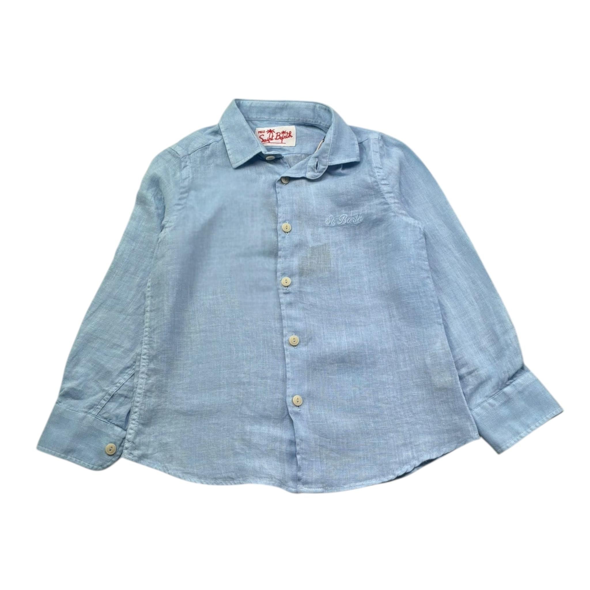 Saint Barth Camicia Manica Lunga Tinta Unita per Bambino 00555L AZZURRO SAINT BARTH 