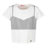 Liu Jo T-Shirt Girocollo Tinta Unita con Brillantini per Bambina GA5066 BIANCO LIU JO 