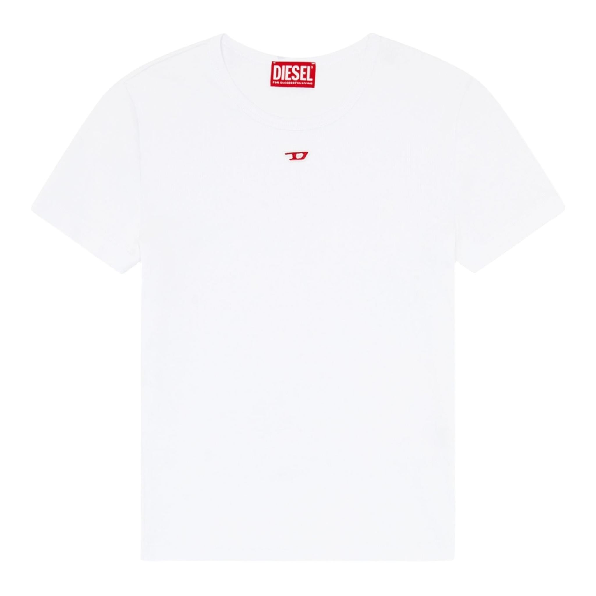 Diesel T-Shirt Girocollo Tinta Unita con Stampa per Bambino J02237 BIANCO DIESEL 