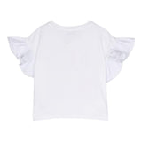 Twinset T-Shirt Girocollo Tinta Unita Con Rouches E Stampa Bianco Per Bambina