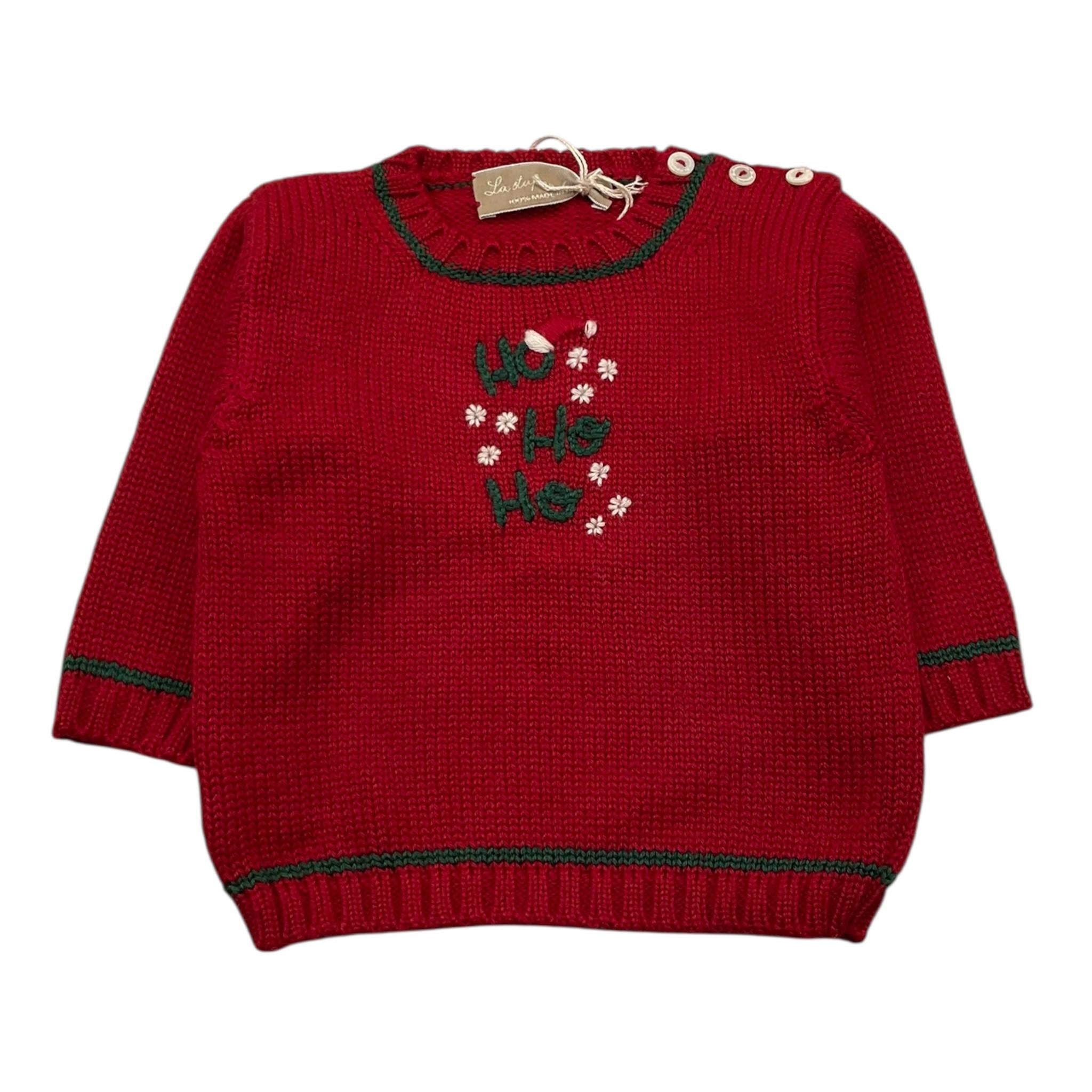 LA STUPENDERIA maglia girocollo tinta unita con ricami Rosso per Neonato WCPL61N ROSSO LA STUPENDERIA 