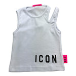 Icon Canotta Tinta Unita con Logo per Bambina IGTP00596 BIANCO ICON 