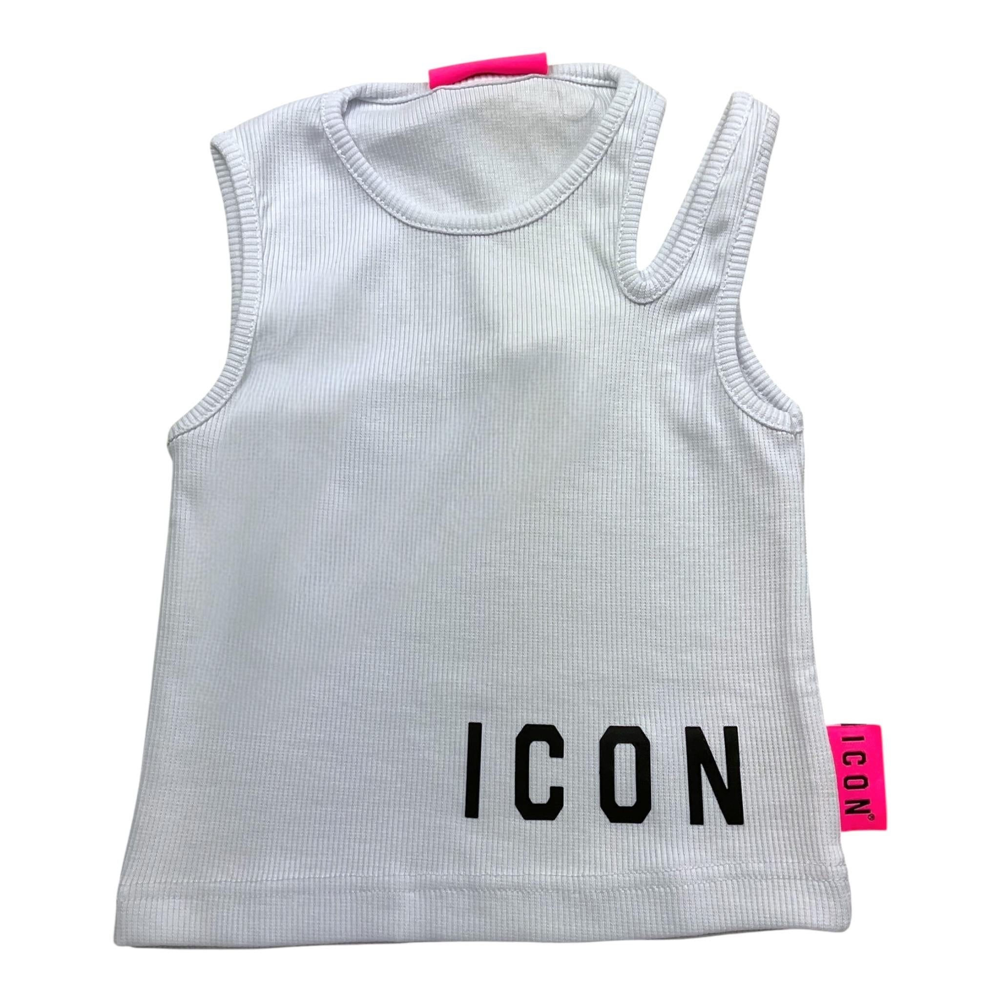 Icon Canotta Tinta Unita con Logo per Bambina IGTP00596 BIANCO ICON 