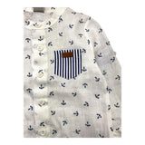 Marlu' Camicia Manica Lunga Tinta Unita Con Stampe Ancora Panna Per Neonato
