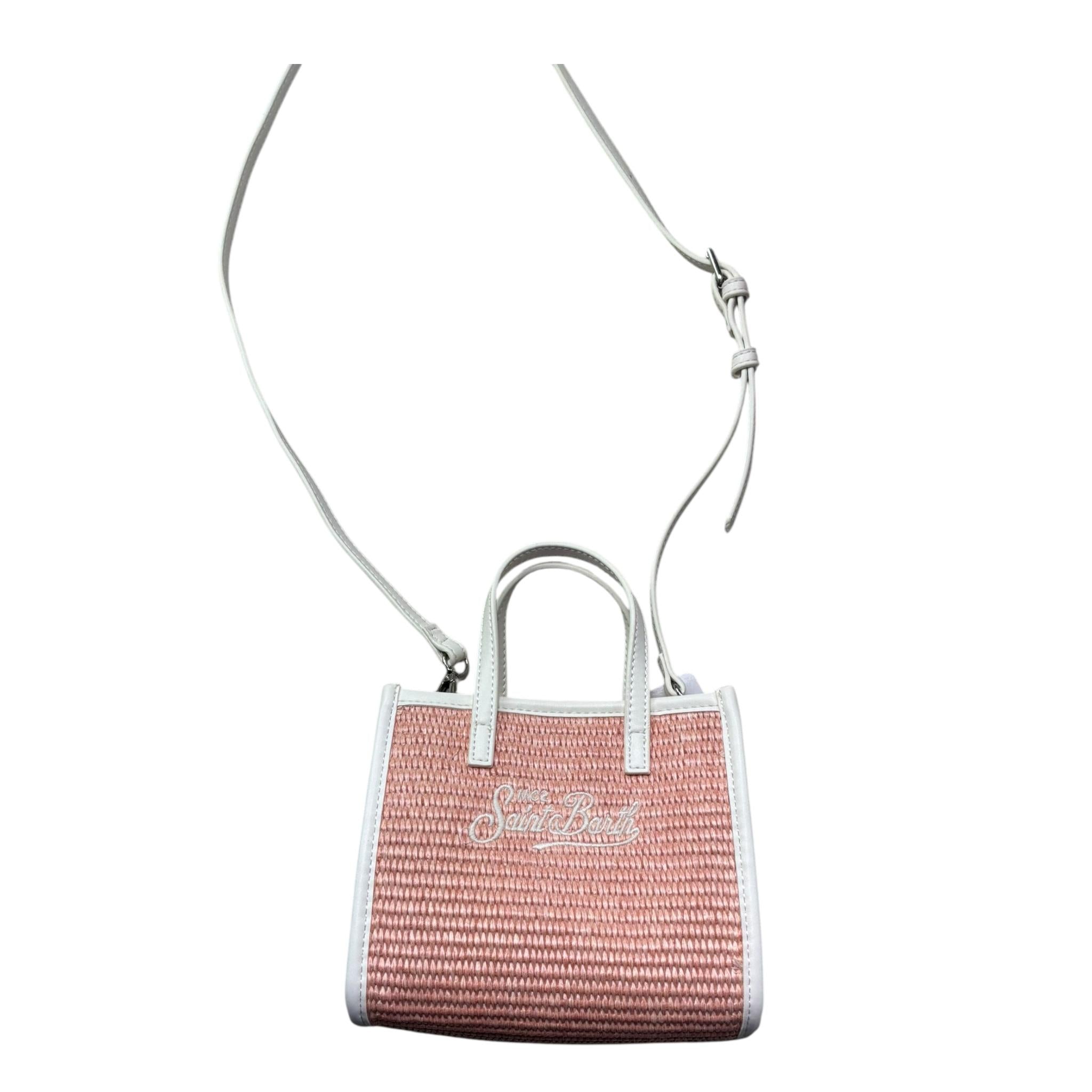 Saint Barth Borsa Tinta Unita con Stampa In Paglia per Bambina 00373L ROSA SAINT BARTH 