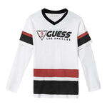 Guess Shirt Girocollo Tinta Unita con Stampa per Bambino L5RI10K8HM4 BIANCO GUESS 