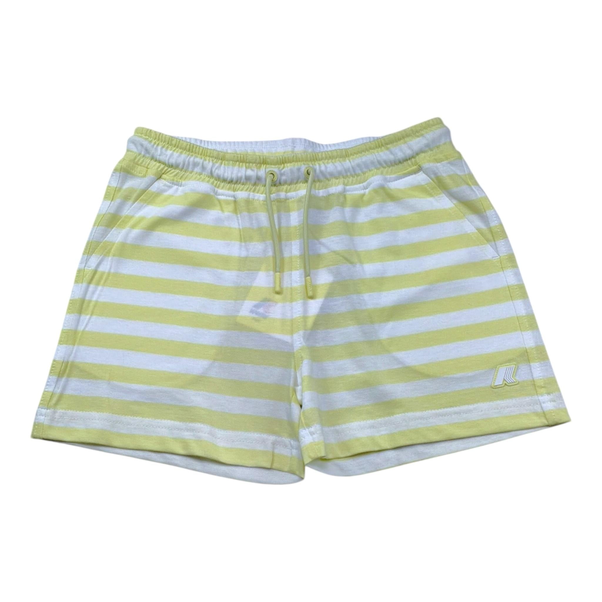K-Way Bermuda Tinta Unita con Fantasia A Righe per Bambino K4141IW BIANCO/GIALLO K-WAY 