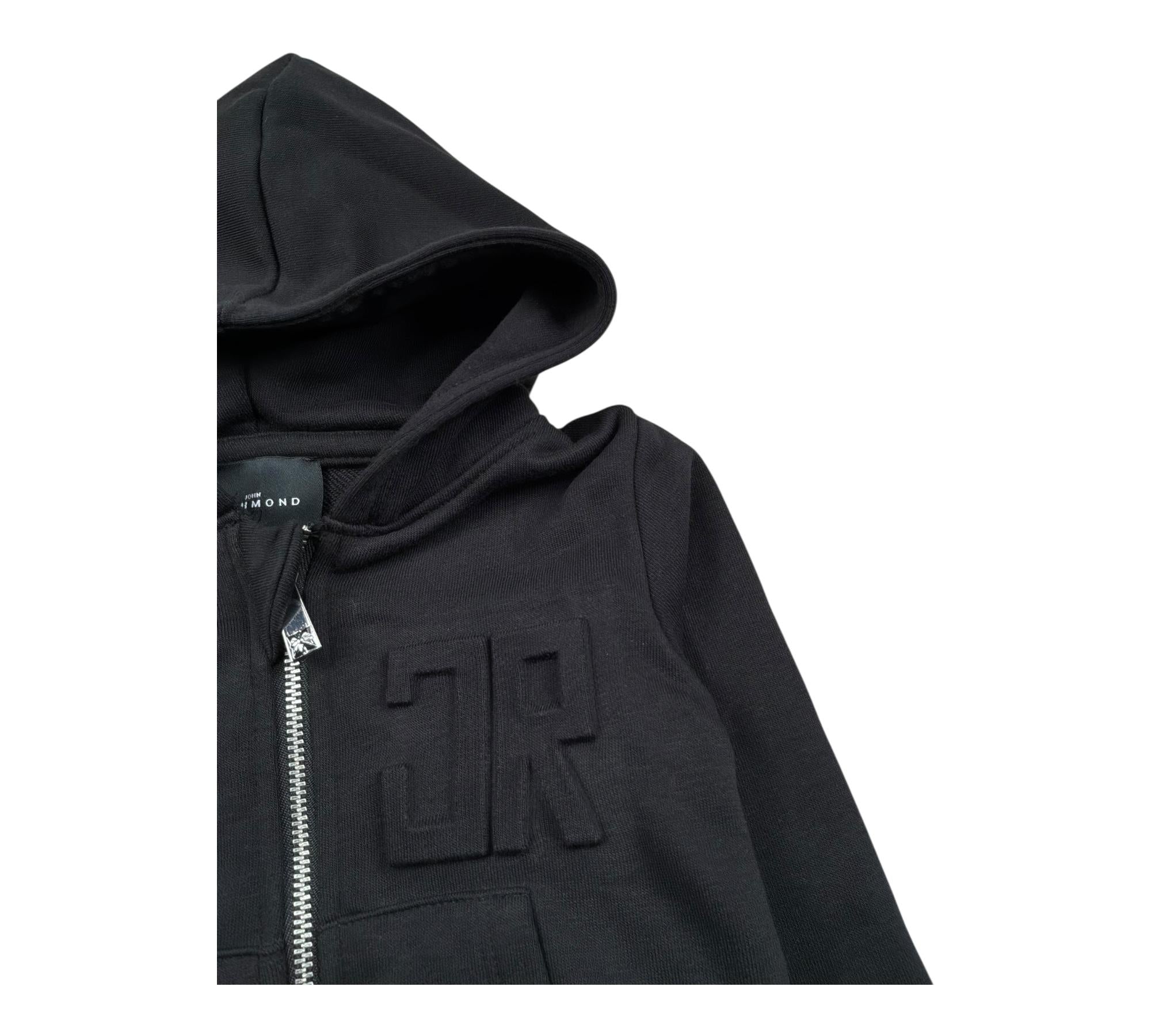 John Richmond Felpa con Zip E Cappuccio Tinta Unita per Neonato RIP26027FE NERO JOHN RICHMOND 