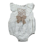 Marlu' Pagliaccetto Mezza Manica Tinta Unita con Ricami per Neonata EB2923 BIANCO MARLU' 