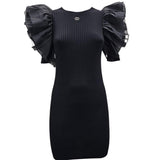 Twinset Abito Mezza Manica Tinta Unita Con Tulle Nero Per Bambina