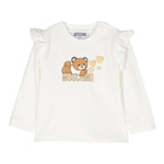 MOSCHINO shirt girocollo tinta unita con stampa in contrasto Panna per Bambina HDO00T PANNA MOSCHINO 