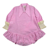 Coco' Et Mama' Abito Manica Lunga Tinta Unita con Polsini In Paglia per Bambina RHEA ROSA COCO' ET MAMA' 