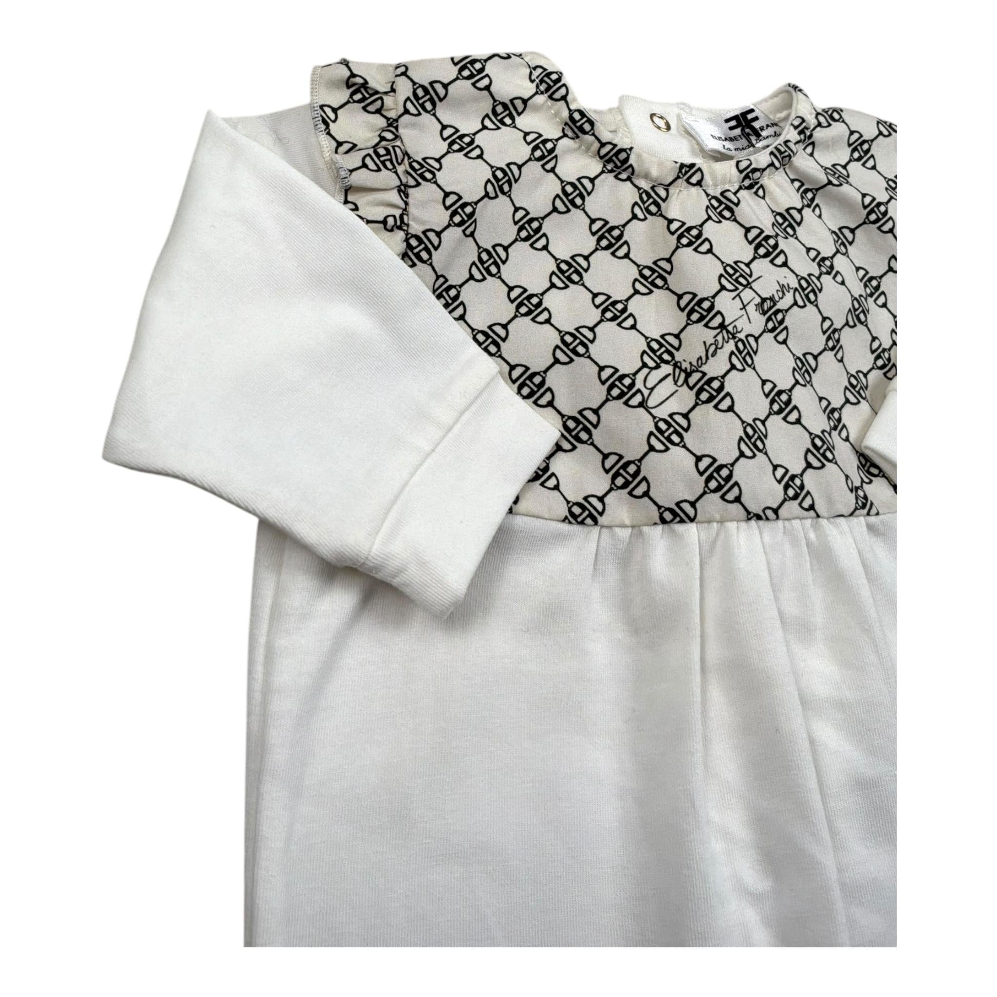 Elisabetta Franchi Tutina Manica Lunga Tinta Unita con Stampe per Neonata ENTU51 BIANCO ELISABETTA FRANCHI 