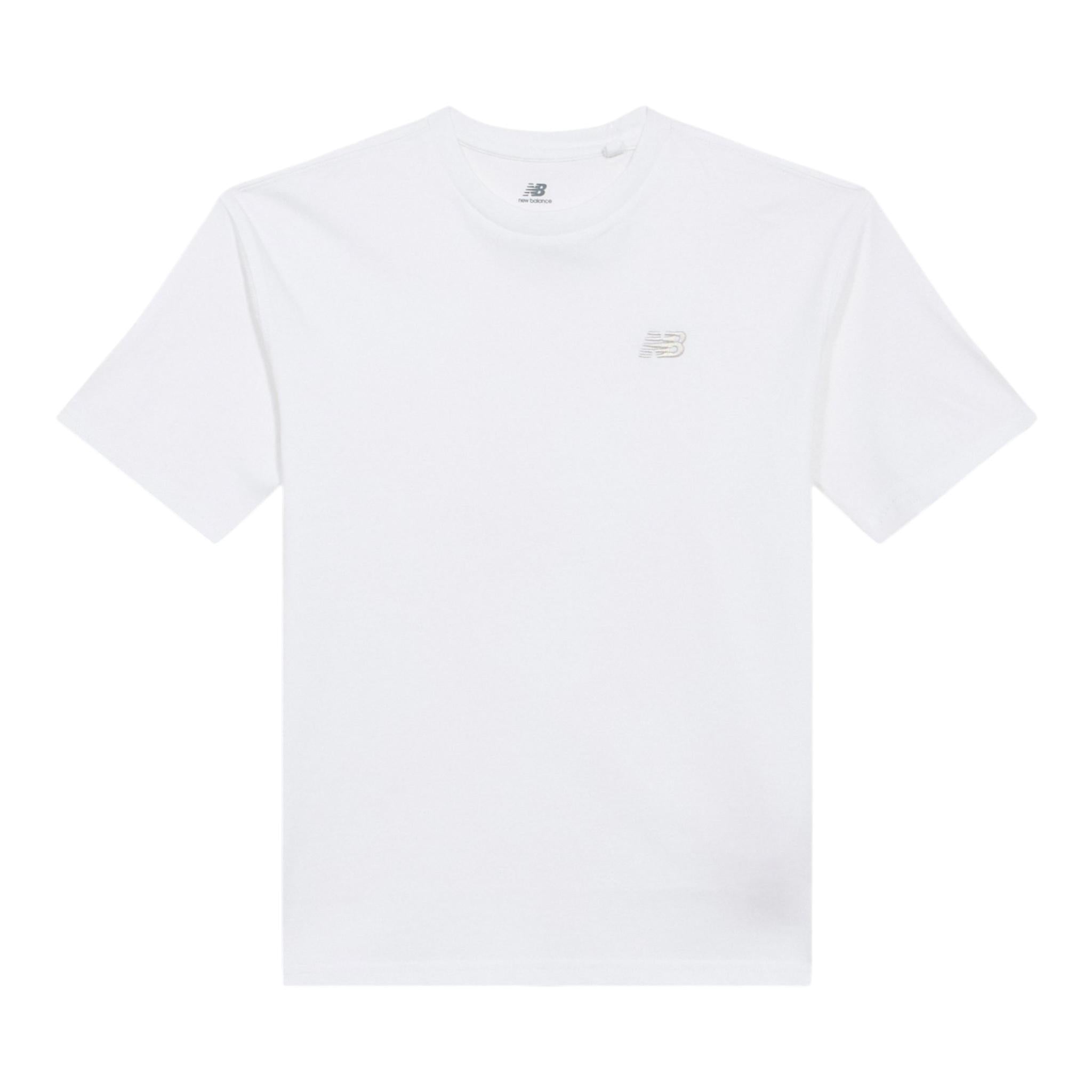 New Balance T-Shirt Girocollo Tinta Unita con Logo per Bambino LAKB0001 BIANCO NEW BALANCE 