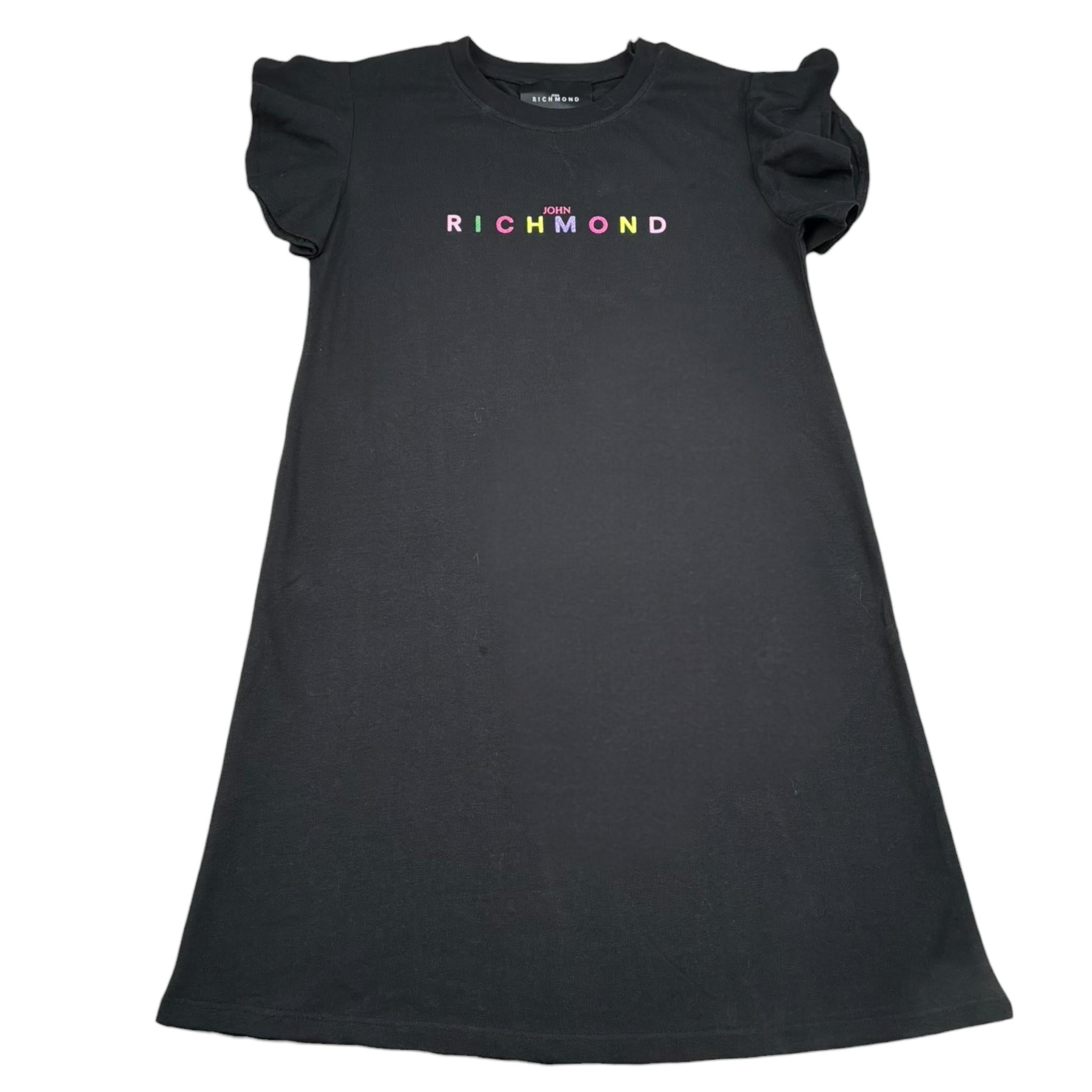 John Richmond Abito Mezza Manica Girocollo Tinta Unita con Stampa per Bambina RGP26023VE NERO JOHN RICHMOND 