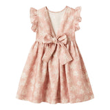 Il Gufo Abito Giromanica Tinta Unita con Fantasia Fiori per Bambina P25VM775L4002 ROSA IL GUFO 