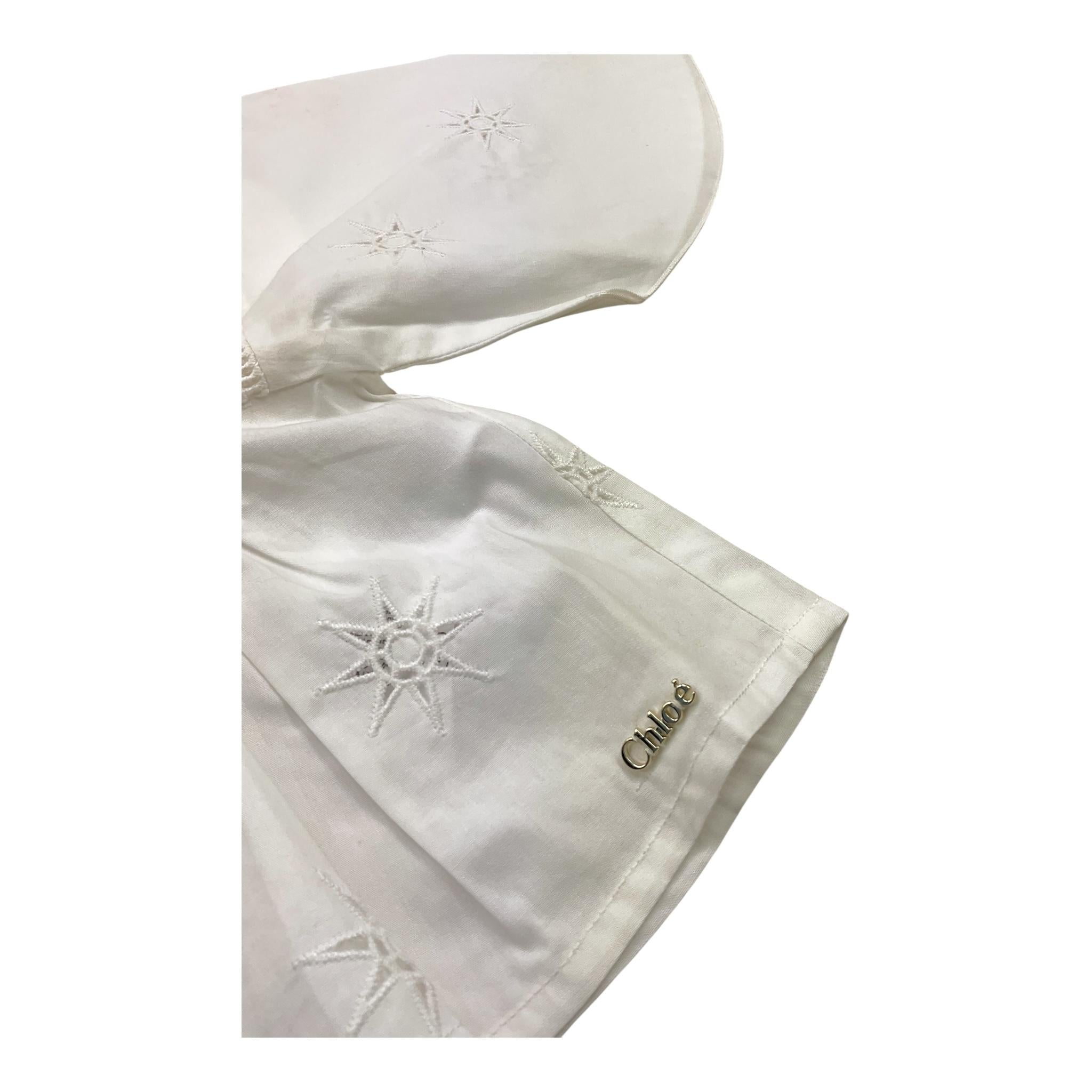 Chloe' Camicia Tinta Unita Traforata per Neonata C20020 BIANCO CHLOE' 