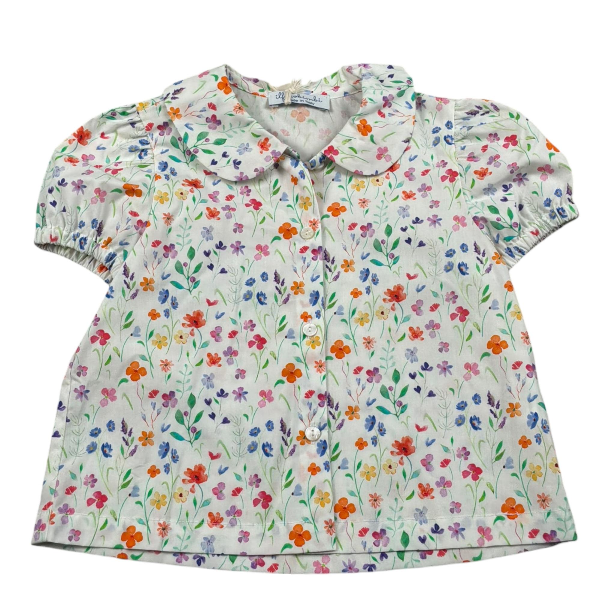 Ilfarobimbi Camicia Mezza Manica tinta unita Fantasia Floreale Bianco per Bambina IFB40105 BIANCO ILFAROBIMBI 