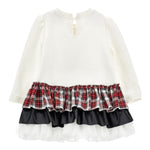 ELISABETTA FRANCHI abito felpa girocollo tinta unita con balze Bianco per Bambina 19D922 BIANCO MONNALISA 