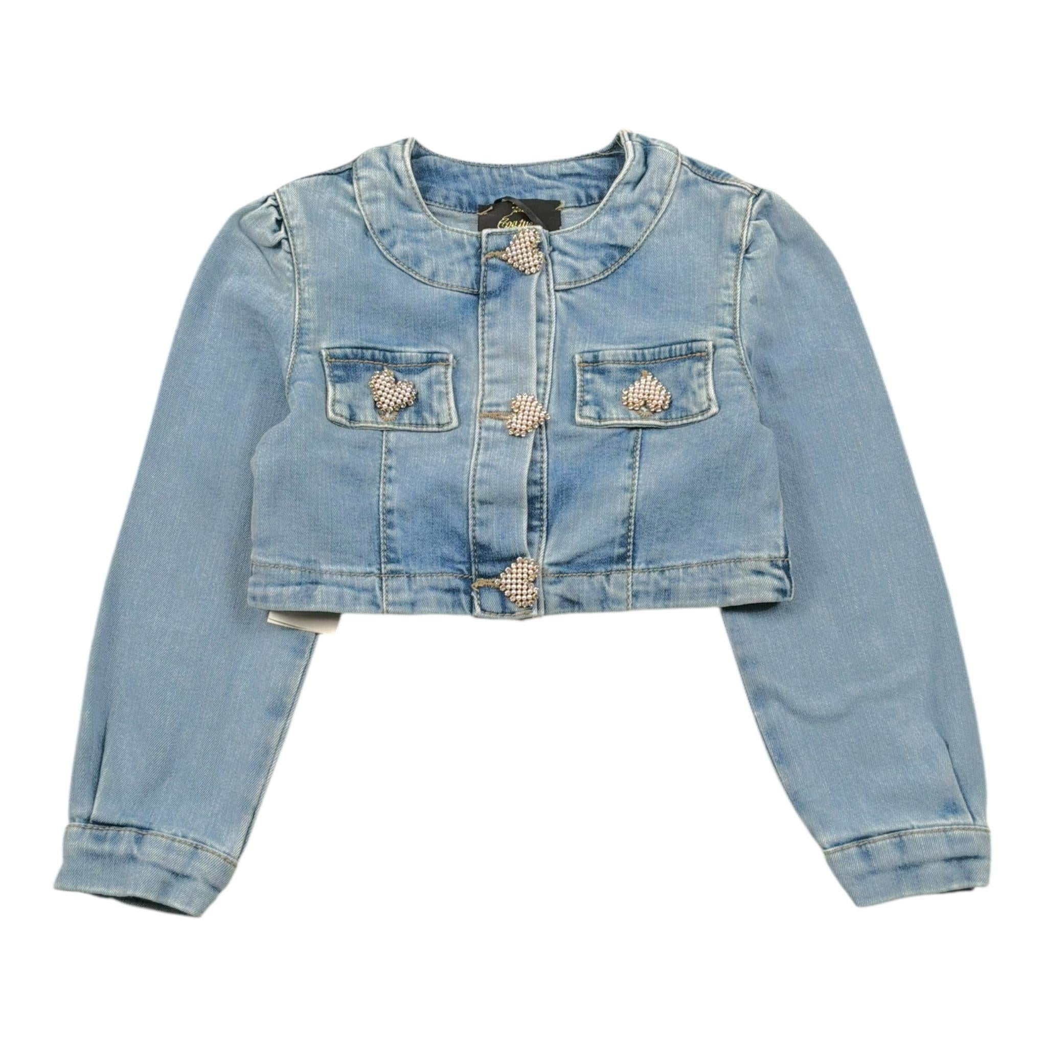 Fun & Fun Giubbino In Denim Modello Crop per Bambina FNCBJK16530J BLU FUN & FUN 